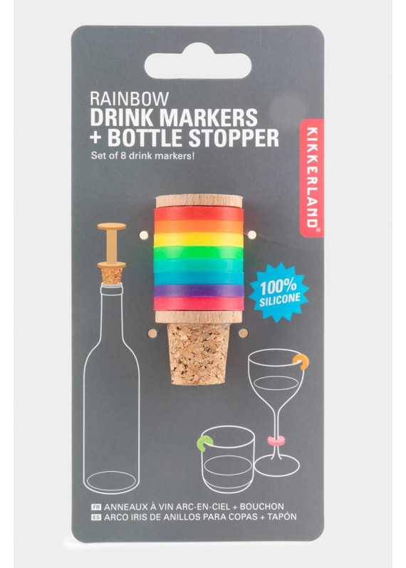 KIKKERLAND - 彩虹飲料標記和瓶塞