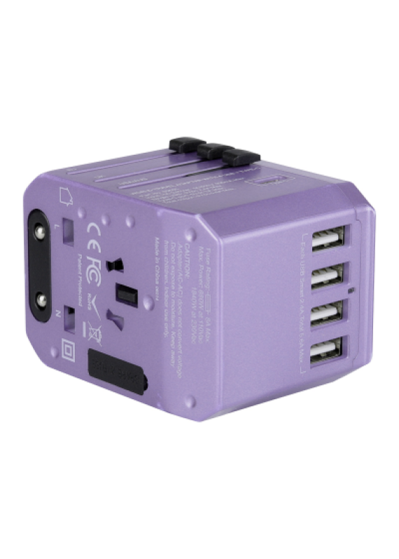 Verbatim 5 Ports 旅行充電器 Type-C + 4 USB 紫色 65829 香港行貨