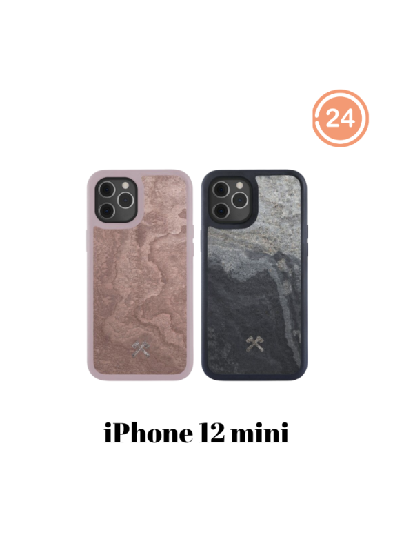 WOODCESSORIES 經典原石款手機殼 For iPhone 12 Mini (粉紅色/黑色)